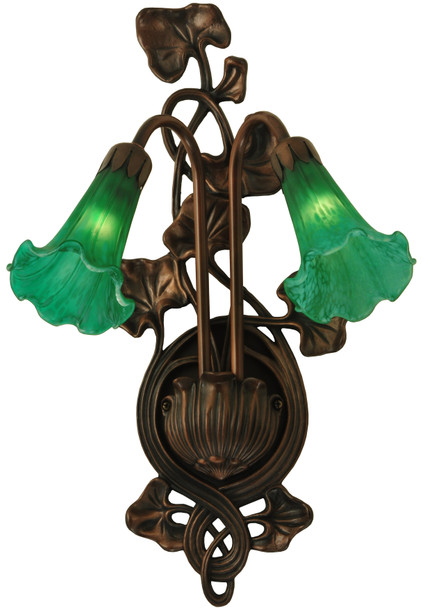Meyda 11"w Green Pond Lily 2 Lt Wall Sconce - 17092