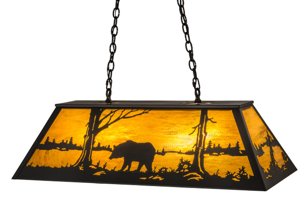 Meyda 39"l Bear At Lake Oblong Pendant - 173487