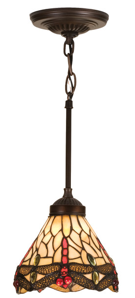 Meyda 7"w Tiffany Hanginghead Dragonfly Mini Pendant - 17527