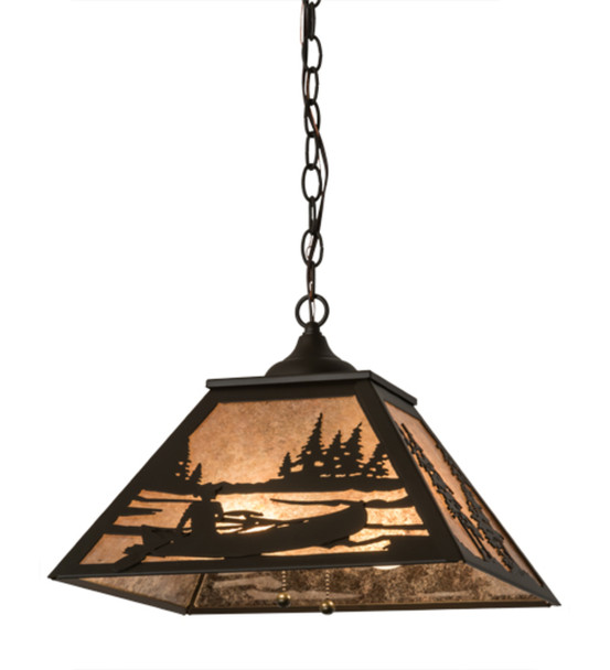 Meyda 16"sq Canoe At Lake Pendant - 175542