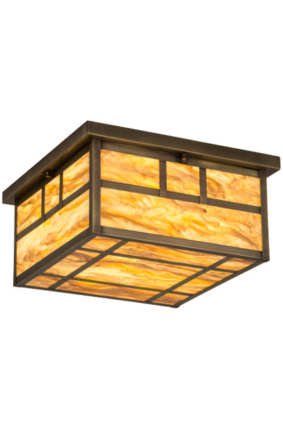 Meyda 20"sq Hyde Park Double Bar Mission Flushmount - 181575