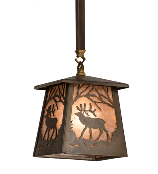Meyda 7"sq Elk At Dawn Mini Pendant - 182067