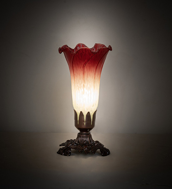 Meyda 8"h Seafoam/cranberry Pond Lily Accent Lamp - 185087