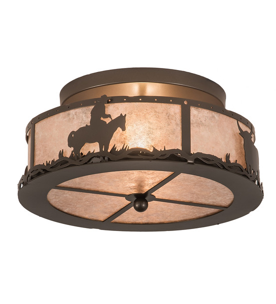 Meyda 16"w Cowboy & Steer Flushmount - 189080