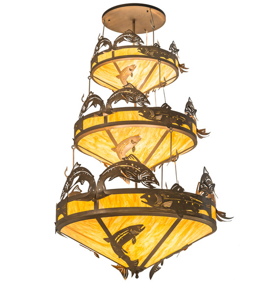 Meyda 58" Wide Catch Of The Day Trout 3 Tier Chandelier - 195815