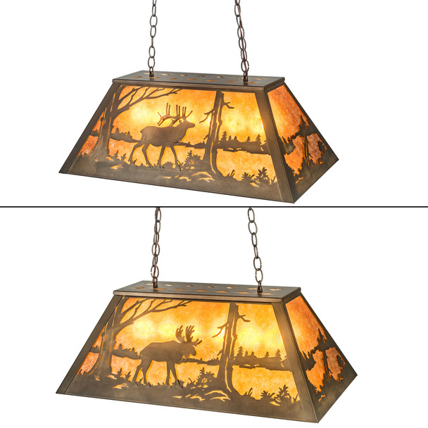 Meyda 30" Long Moose & Elk Oblong Pendant - 200970