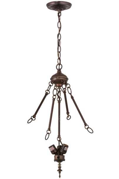 Meyda 17"w Mahogany Bronze 3 Lt Inverted Pendant Hardware - 21040