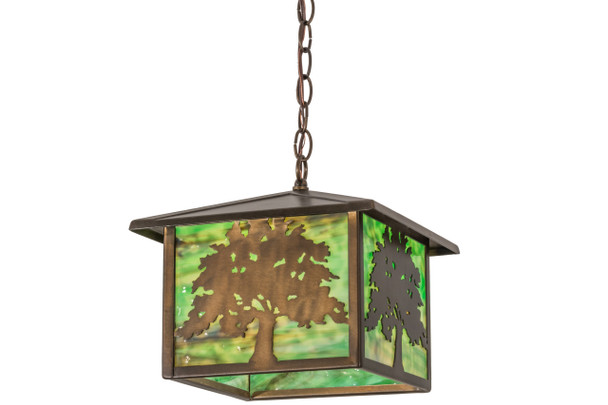 Meyda 12"sq Oak Tree Lantern Pendant - 29274