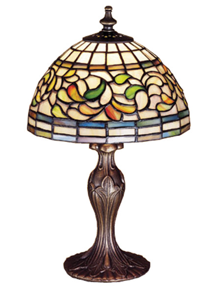 Meyda 13.5"h Tiffany Turning Leaf Mini Lamp - 30314