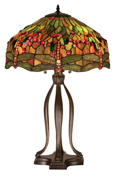 Meyda 30.5"h Tiffany Hanginghead Dragonfly Table Lamp - 31109