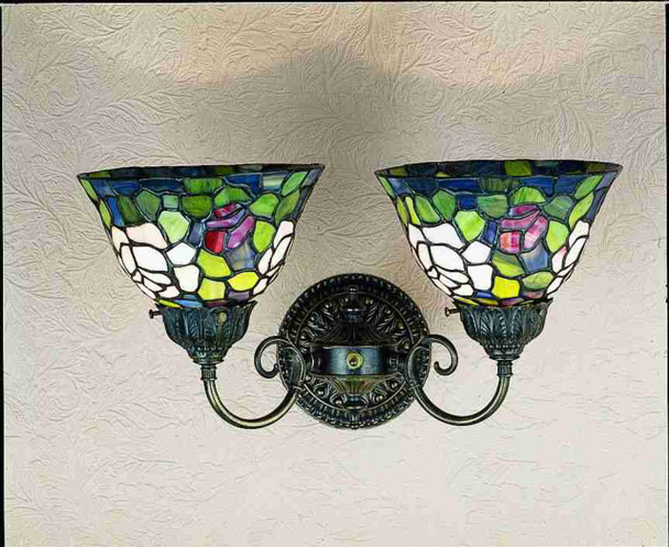 Meyda 18"w Tiffany Rosebush 2 Lt Wall Sconce.602 - 31121