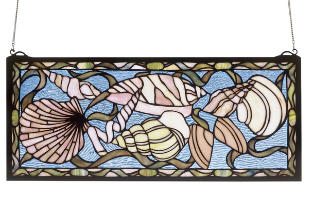 Meyda 24"w X 10"h Seashell Stained Glass Window - 36431