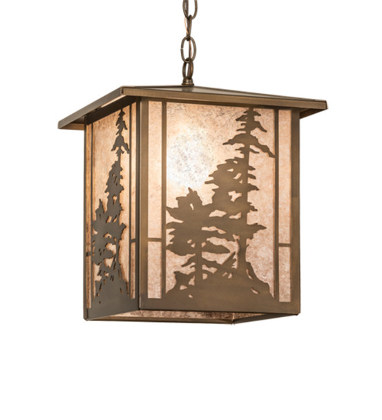 Meyda 12"sq Tall Pines Lantern Pendant - 38629