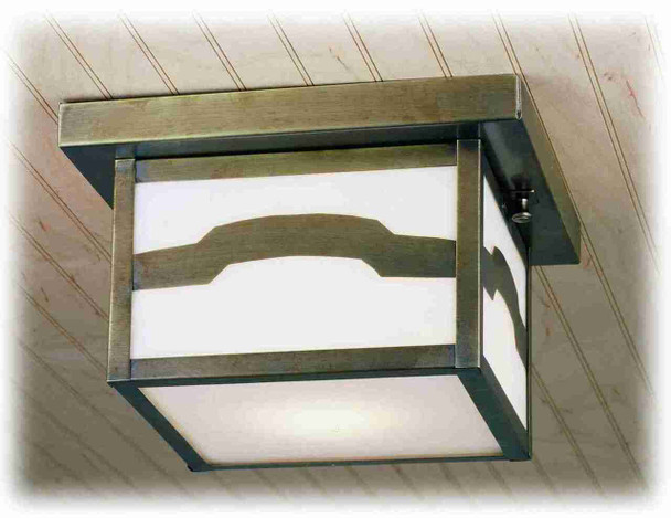 Meyda 10"sq Hyde Park Mountain View Flushmount - 38726