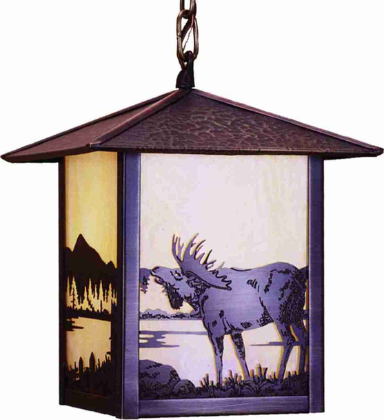 Meyda 9"sq Seneca Moose At Lake Mini Pendant - 40813