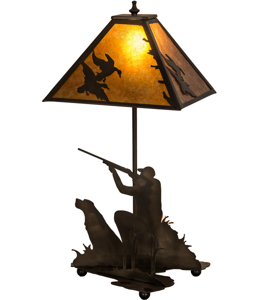 Meyda 20"h Duck Hunter W/dog Table Lamp - 50402