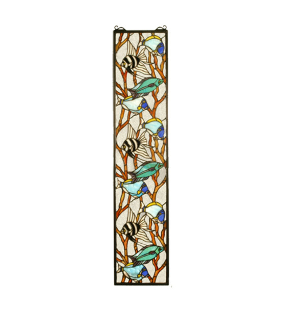 Meyda 9"w X 42"h Tropical Fish Stained Glass Window - 50840