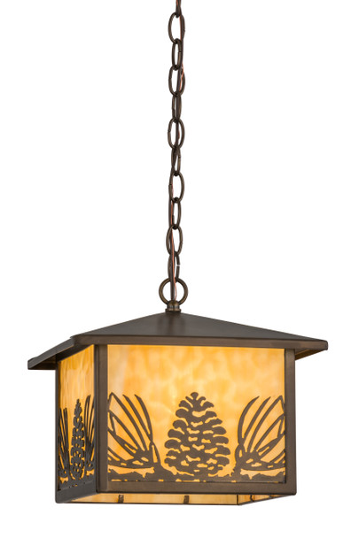 Meyda 11"sq Mountain Pine Lantern Pendant - 51002