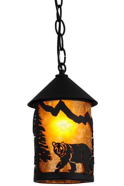 Meyda 6" Wide Lone Bear Northwoods Mini Pendant - 51061