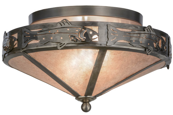 Meyda 16"w Rainbow Trout Flushmount - 51225