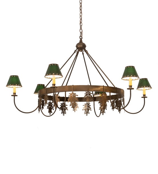 Meyda 53" Wide Oak Leaf 6 Lt Chandelier - 51291
