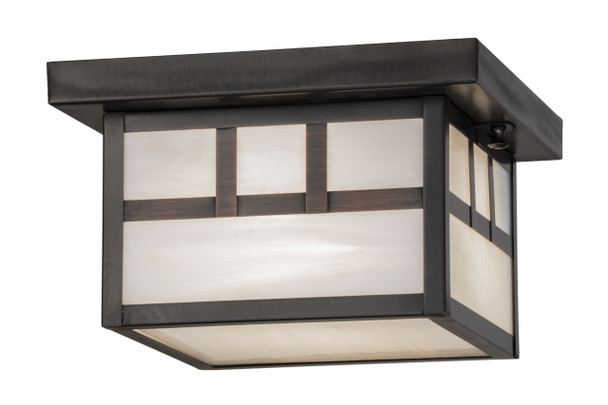 Meyda 10"square Craftsman Brown Hyde Park Double Bar Mission Flush Mount - 51890