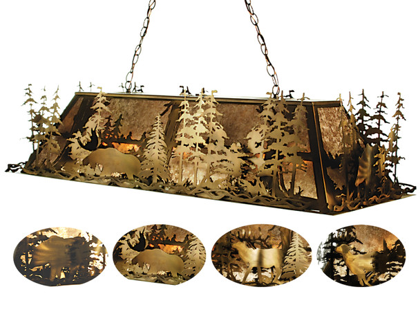 Meyda 54"l Wildlife At Pine Lake Oblong Pendant - 65296