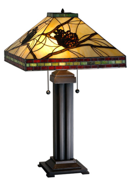 Meyda 24" High Tiffany Pinecone Mission Table Lamp - 67852