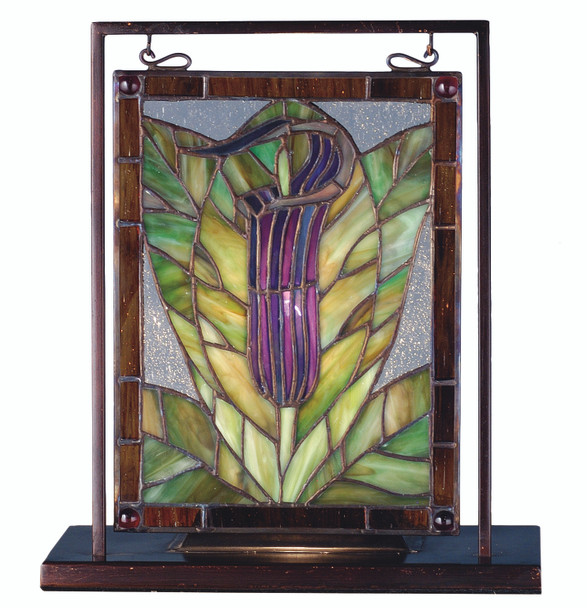 Meyda 9.5"w X 10.5"h Jack-in-the-pulpit Lighted Mini Tabletop Window - 68552