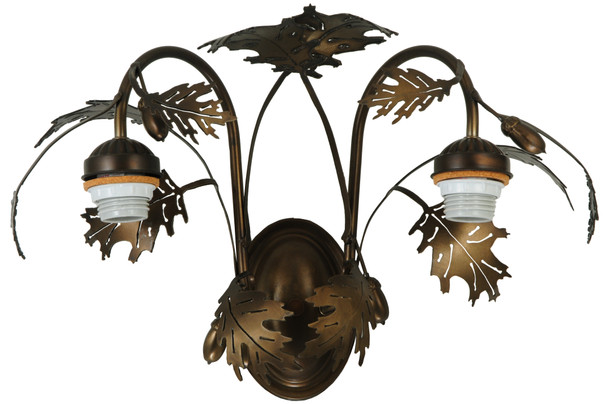 Meyda 17.5"w Greenbriar Oak Antique Copper 2 Lt Wall Sconce Hardware - 68931