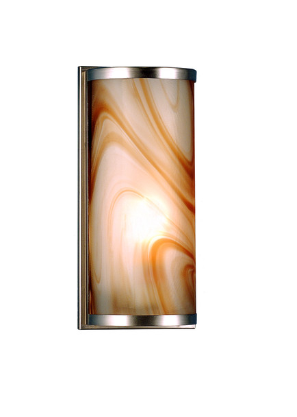 Meyda 5.5"w Cylinder Cognac Swirl Fused Glass Wall Sconce - 70876