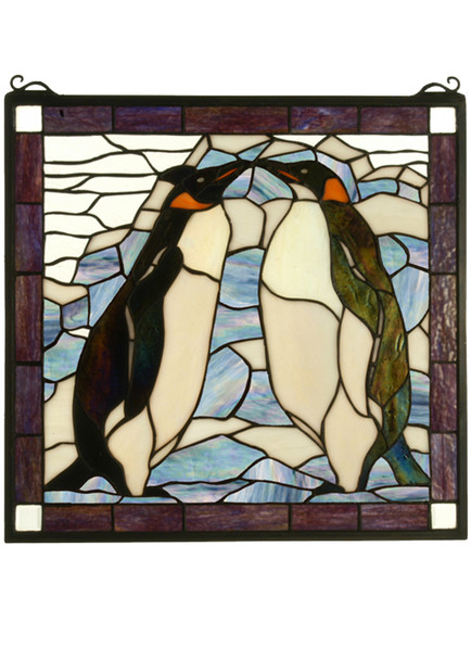 Meyda 19"w X 19.5"h Penguin Stained Glass Window - 71599