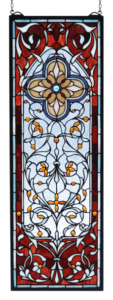 Meyda 11"w X 32"h Versaille Quatrefoil Stained Glass Window - 73276
