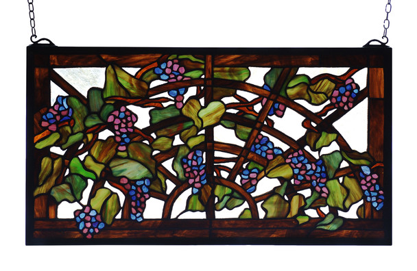 Meyda 22"w X 12"h Tiffany Grape Arbor Stained Glass Window - 78088