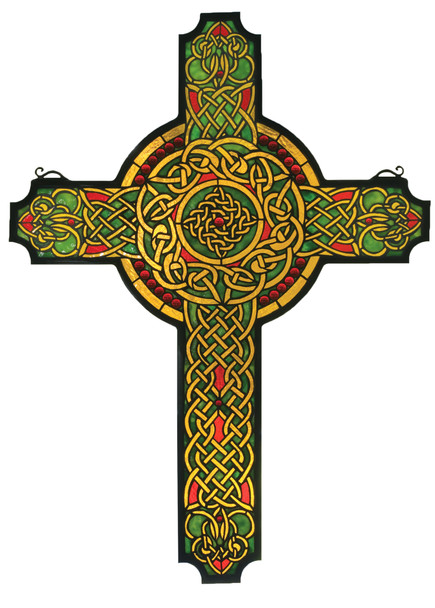 Meyda 25"w X 34"h Jeweled Celtic Cross Stained Glass Window - 79986