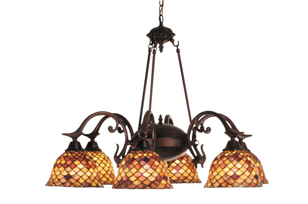 Meyda 32.5"w Tiffany Fishscale 6 Lt Chandelier - 81860