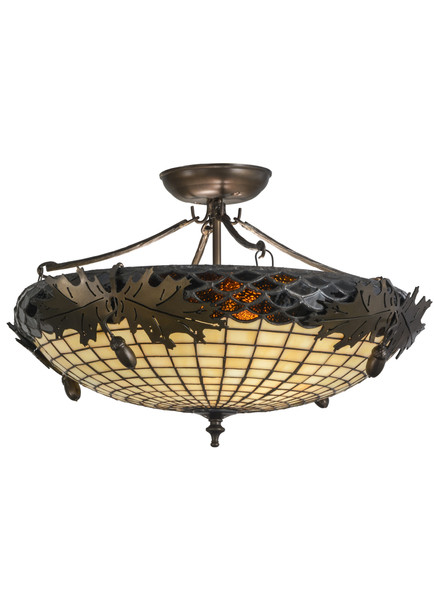 Meyda 19"w Greenbriar Oak Semi-flushmount - 98966