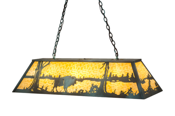 Meyda 48"l Buffalo At Lake Oblong Pendant - 99239