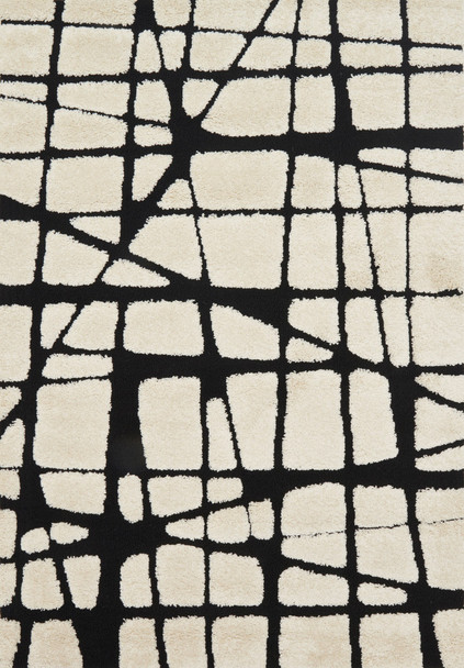 Loloi Enchant En-29 White / Black Power Loomed Area Rugs