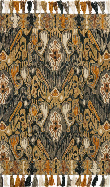 Loloi Farrah Fh-02 Charcoal / Khaki Hooked Area Rugs