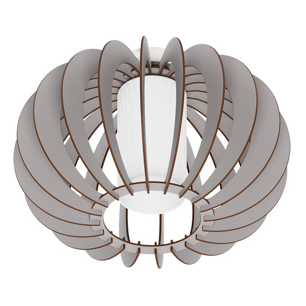 Eglo 1x60w Ceiling Light W/ Matte Nickel Finish & Grey Wood Shade - 202124A