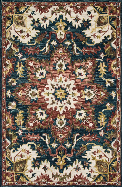 Loloi Victoria Vk-13 Teal / Raspberry Hooked Area Rugs