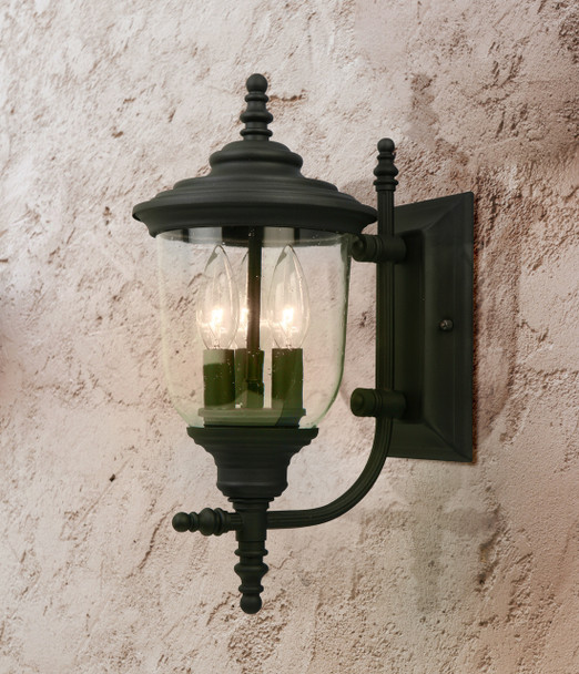 Eglo 3x60w Outdoor Wall Light W/ Matte Black Finish And Clear Seeded Glass - 202803A