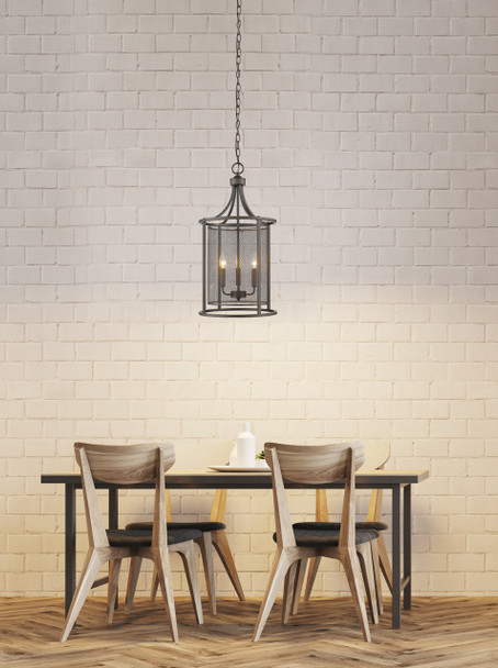 Eglo 3x60w Pendant W/ Oil Rubbed Bronze Finish And Metal Cage Shade - 202807A