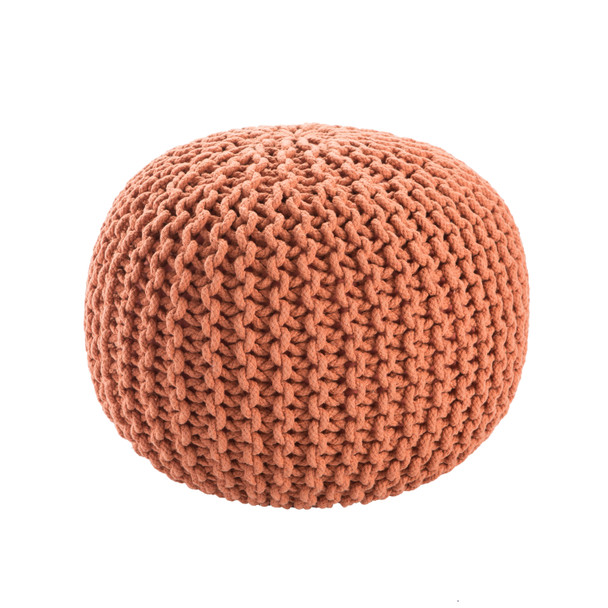 Jaipur Living Visby Orange Textured Round Pouf