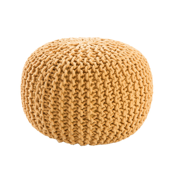 Jaipur Living Visby Yellow Textured Round Pouf