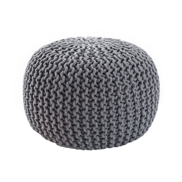 Jaipur Living Visby Gray Textured Round Pouf