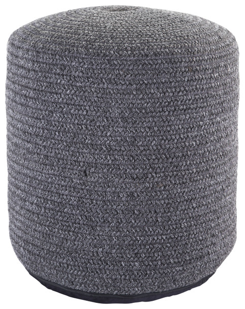 Jaipur Living Bridgehampton Solid Dark Gray Indoor/ Outdoor Pouf