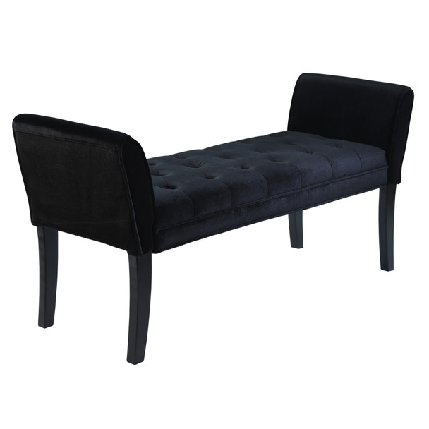 Armen Living Chatham Bench In Black Velvet