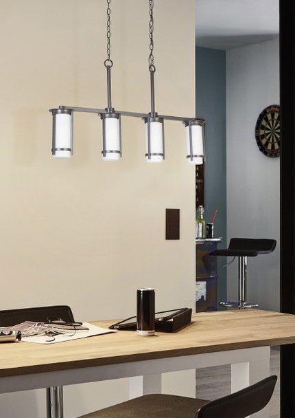 Eglo 4x60w Multi Light Linear Pendant W/ Graphite Finish & White Glass - 203118A